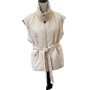 Aday Womens Two Pocket High Neck Zip Up City Summits Puffer Vest Sand Size XL